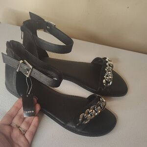 Torrid Black Sandals with Silver Accents